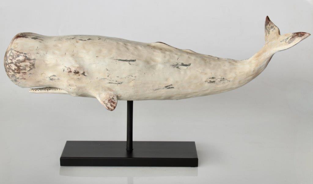 Extra Large Off White Distressed Whale